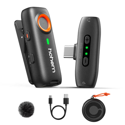 Hohem MIC-01 Wireless Lavalier Mic, DSP Noise Cancel, 20H Battery