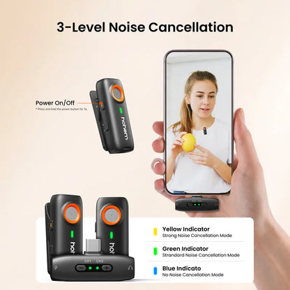 Hohem MIC-01 Wireless Lavalier Mic, DSP Noise Cancel, 20H Battery
