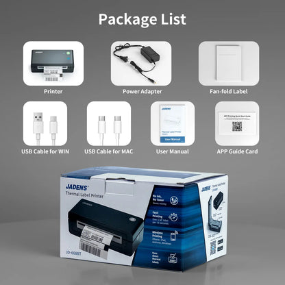 JADENS Bluetooth Thermal Label Printer – iOS/Android/PC, Etsy/Ebay/Shopify