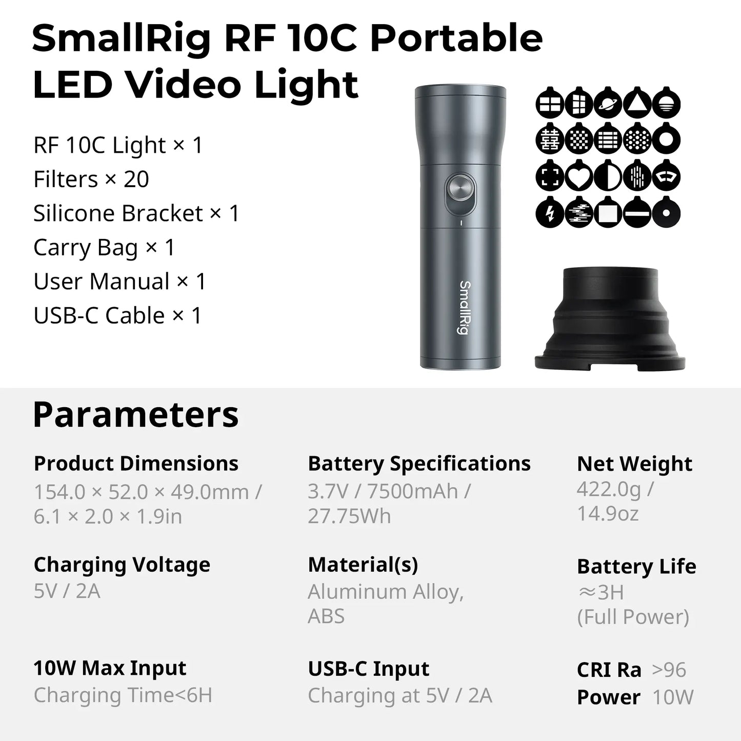 SmallRig RF 10C LED Light w/ Battery & Filters