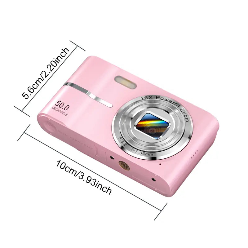 FHD 1080P Mini Digital Camera – 16X Zoom, Portable, SD Card Included, Perfect Gift for Teens & Students