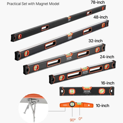 VEVOR 6-Pc Magnetic Torpedo Level Set, Aluminum, Multi-Angle