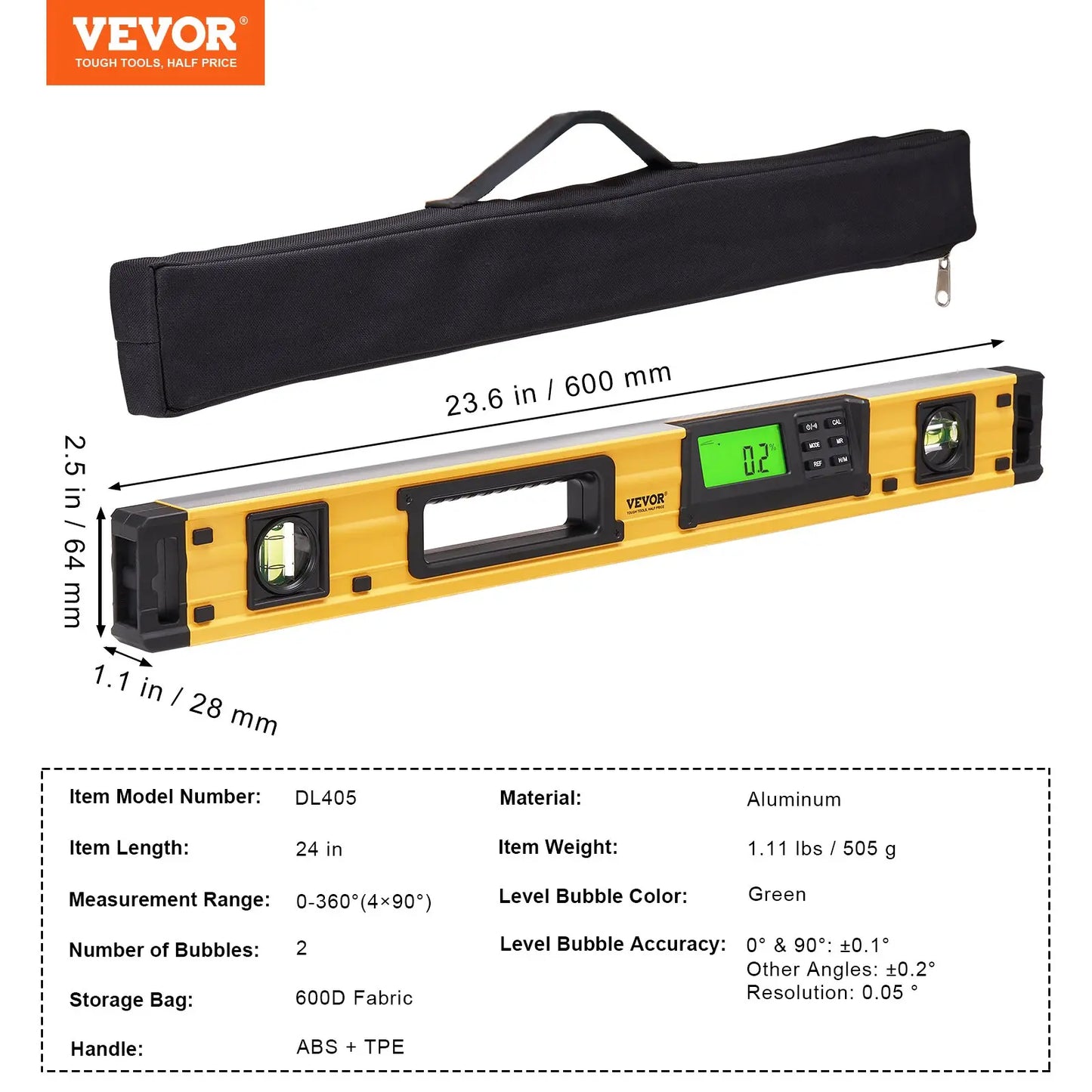 VEVOR 6-Pc Magnetic Torpedo Level Set, Aluminum, Multi-Angle