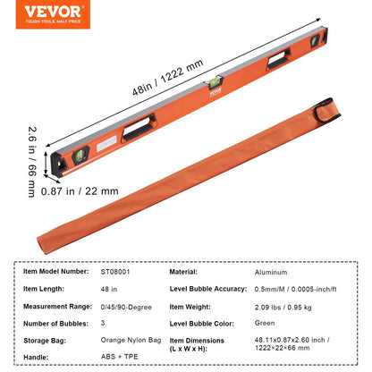 VEVOR 6-Pc Magnetic Torpedo Level Set, Aluminum, Multi-Angle