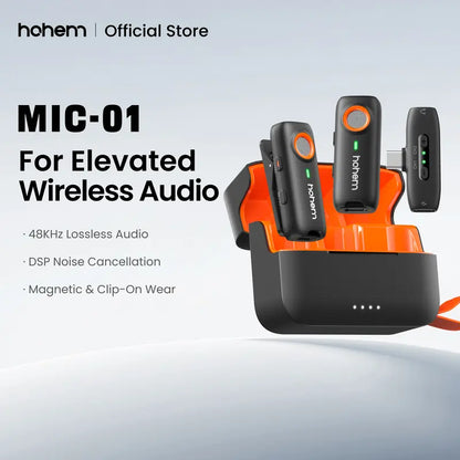 Hohem MIC-01 Wireless Lavalier Mic, DSP Noise Cancel, 20H Battery