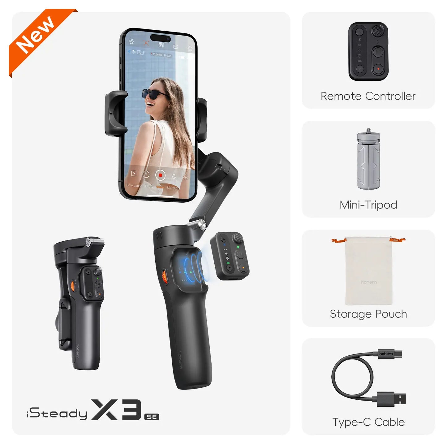 Hohem iSteady X3 SE Foldable 3-Axis Phone Gimbal w/ Remote